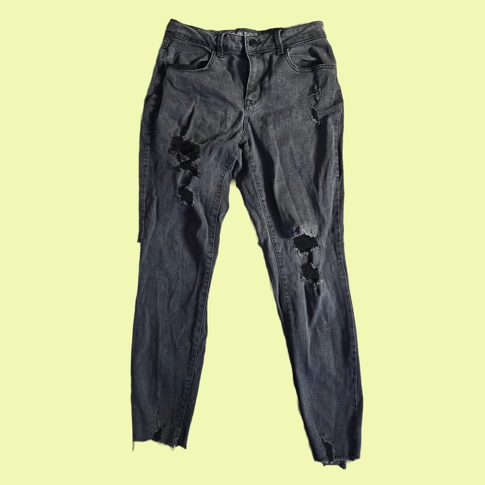Grey Ripped/Distressed High Rise Jeans